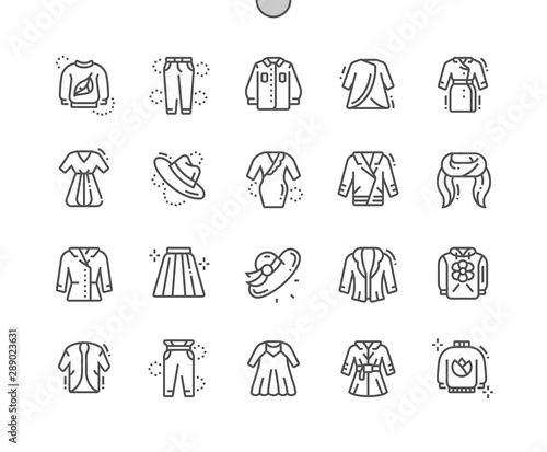 Fotomural Spring clothes Well-crafted Pixel Perfect Vector Thin Line Icons 30 2x Grid for Web Graphics and Apps