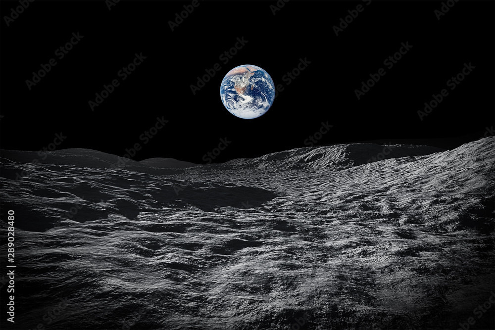 view to our planet earth from moon - obrazy, fototapety, plakaty 