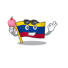 Canvas Print - With ice cream flag colombia isolated in the cartoon