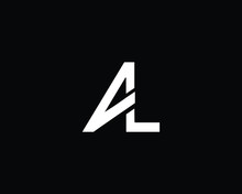 Creative And Minimalist Letter AL Logo Design Icon, Editable In Vector Format In Black And White Color