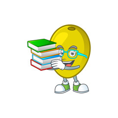 Poster - Student with book fresh olive oil in mascot cartoon