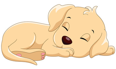 Wall Mural - Vector illustrator of cute sleeping dog cartoon isolated on white background