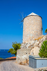 Wall Mural - Traditional Greek Mill on Hydra island, Greece