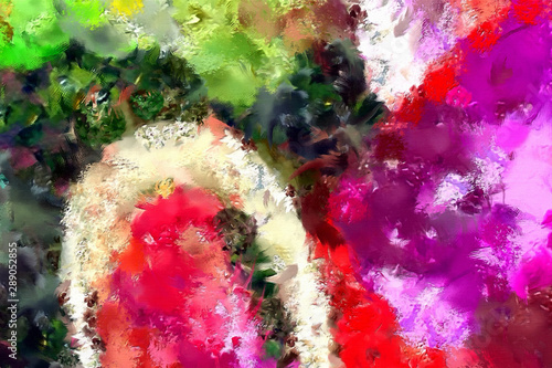 Abstract brush painted background, colorful texture pattern, digital oil tech...