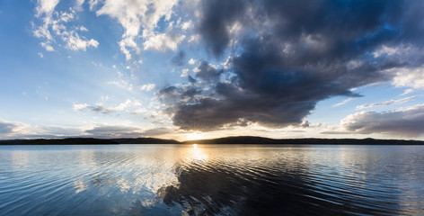 Sticker - beautiful plateau lake in sunset