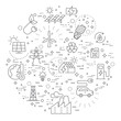 © yoojin - Simple Set of energy and ecology Related Vector Line Illustration. Contains such Icons as battery, solar power, oil and more. Modern style line drawing and background color white.