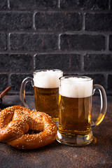 Wall Mural - Beer and pretzels. Oktoberfest concept