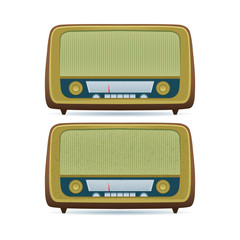 Old radio. Retro radio realistic vector illustrations set. Part of set.