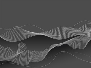 Sticker - Dynamic futuristic digital flowing wave particles abstract background.