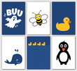 © thingamajiggs - Postkarten Serie mit niedlichen Tieren wie einer Biene, einer Ente und einem Wal
