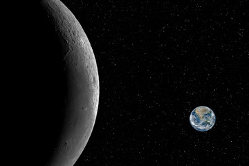 Fototapete - Moon and Earth