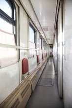 Interior View Of Russian Corridor In The Compartment In The Train