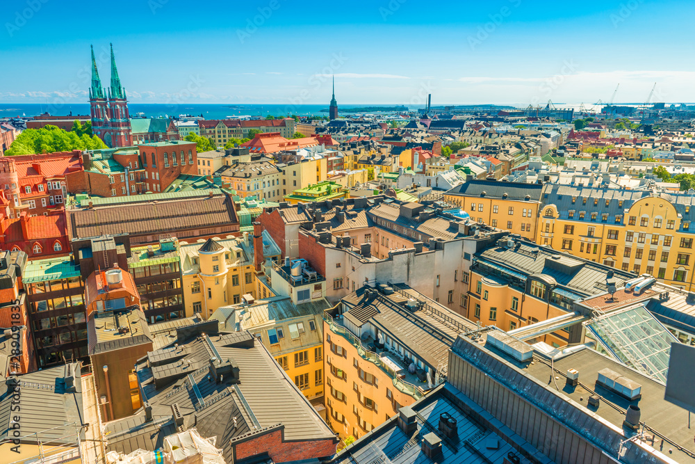 Obraz na płótnie Panoramic view of Helsinki on a sunny, summer day, Finland w salonie