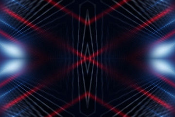 Dark abstract futuristic background. Neon lines, glow. Neon lines, shapes. Pink and blue glow