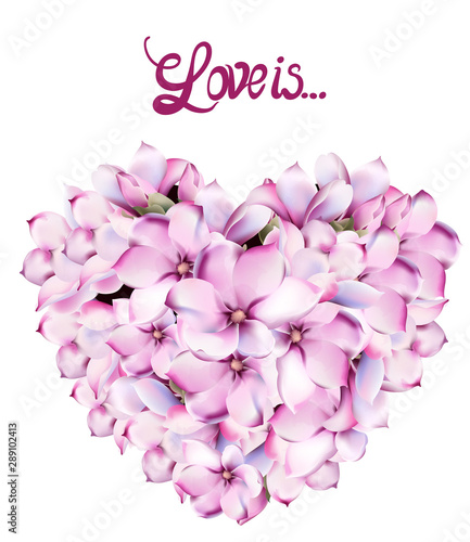 Lilly flowers love card vector watercolor. Isolated background. Provence flow...
