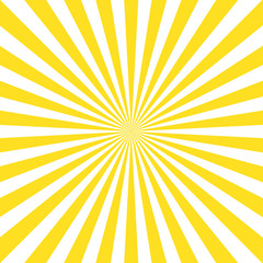 Wall Mural - Vintage abstract template with yellow sunrays on light background. Sunlight abstract background. Starburst wallpaper. Retro bright backdrop.