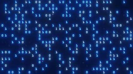 Abstract digital binary code background, 3D rendering