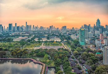 Sticker - Sunset over Benjakiti park in Bangkok