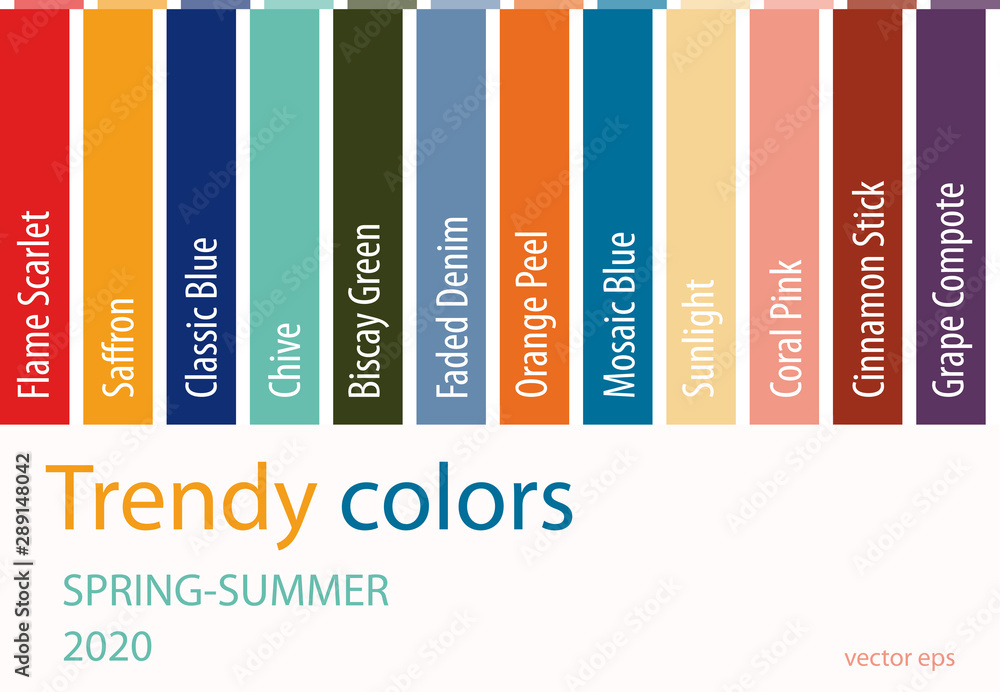 Fashion color trend Spring Summer 2020. Palette fashion colors Stock ...