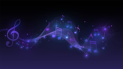 Background with wave of notes. Music