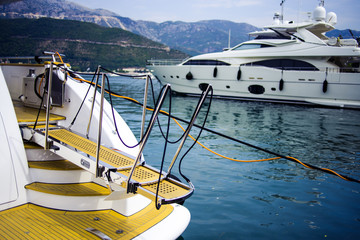 Wall Mural - Superyacht on the port. Elements of ship