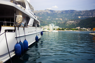 Wall Mural - Superyacht on the port. Elements of ship