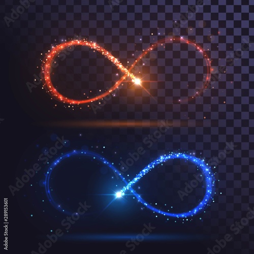 Cuadros en Lienzo Glowing infinity signs in orange and blue flying star