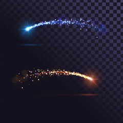 Wall Mural - Blue and orange flash, shooting star, glow trail, meteorite