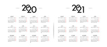 English Minimalist Calendar Year 2020 And 2021