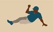 flat vector illustration of baseball player sliding