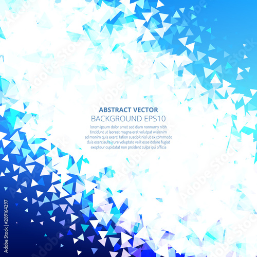 Abstract background from many triangles. Dance of geometric shapes.