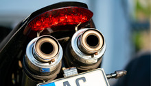 Deitails Of A Motorcycle - Exhaust System And Engine