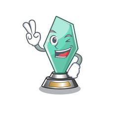 Poster - Two finger acrylic trophy isolated with the mascot