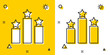 © vector_v - Black Ranking star icon isolated on yellow and white background. Star rating system. Favorite, best rating, award symbol. Random dynamic shapes. Vector Illustration