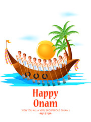 Wall Mural - Happy Onam festival greetings to mark the annual Hindu festival of Kerala, India in vector