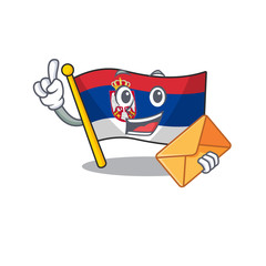 Sticker - With envelope serbia flag flown on cartoon pole