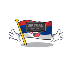 Wall Mural - Virtual reality flag serbia mascot shaped on cartoon