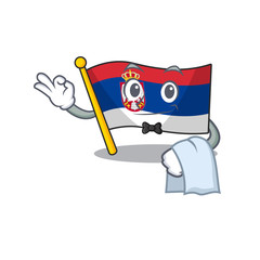 Wall Mural - Waiter flag serbia mascot shaped on cartoon