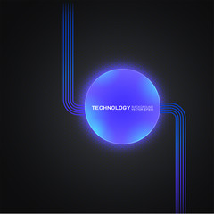 Wall Mural - abstract futuristic technology concept with light buttom on dark background, vector illustration