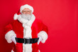 © deagreez - Portrait of his he gray-haired bearded man Saint Nicholas holly jolly occasion dream wintertime tradition isolated over bright vivid shine red background
