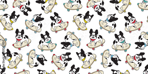 Dog Seamless Pattern French Bulldog Vector Skateboard Collar Christmas Cartoon Scarf Isolated Tile Wallpaper Repeat Background Illustration Gift Wrap Paper Design Buy This Stock Vector And Explore Similar Vectors At Adobe