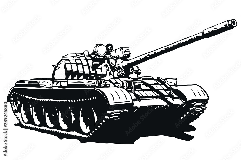 Tank vector isolated illustration. Military machine logotype. Black and ...