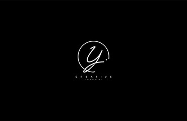 Y letter calligraphic Minimal monogram emblem style vector logo
