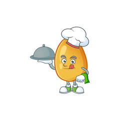 Poster - Chef with food ripe fragrant pear fruit cartoon character