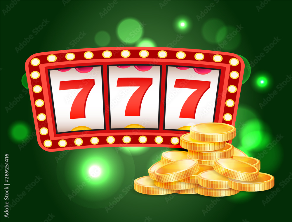 Slot or fruit machines, casino club, 777 combination and gold coins vector. Money stakes and betting, gambling game, play and win, luck and entertainment