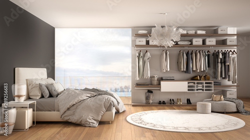 Luxury White And Gray Modern Bedroom With Double Bed And