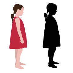 Wall Mural - isolated, silhouette of a child and in a flat style, girl