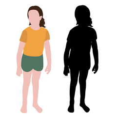 Wall Mural - isolated, silhouette of a child and in a flat style, girl