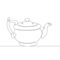 Wall Mural - continuous single drawn line art doodle tea, coffee, pot