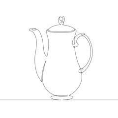 Wall Mural - continuous single drawn line art doodle tea, coffee, pot